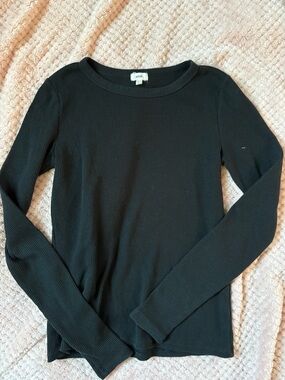 aerie Black knit Long-Sleeve Crewneck Top
